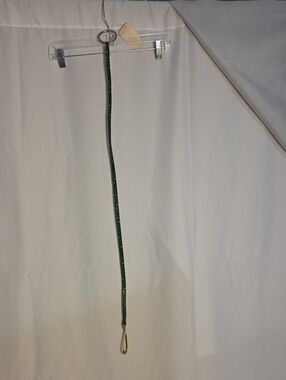 Coldwater Creek Dark Green Slim Leather Belt with Gold Loop